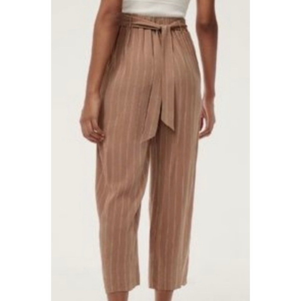 Wilfred Striped High Waisted Wide Leg Faun Ankle Pant in Nutmeg